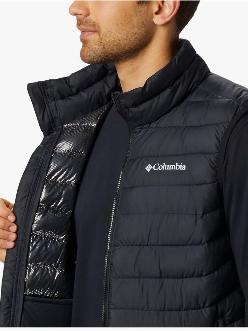 Columbia Men’s powder lite Black Quilted Vest - Picture 1 of 6